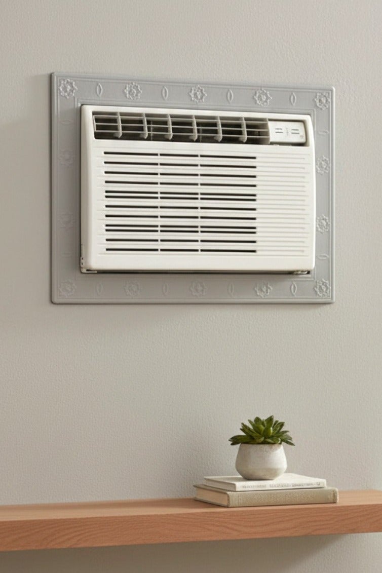 بهنس برواز مكيف شباك ذكي بلاستيك رمادي جاهز عالي الجودة براويز مكيفات شباك لاحاجة الى مسامير التثبيت اطار و ديكور المكيف الشباك مانعة للغبار والحشرات يحافظ على هواء التكييف كاملا بالغرفة سهولة الفك التركيب التنظيف - Image 1